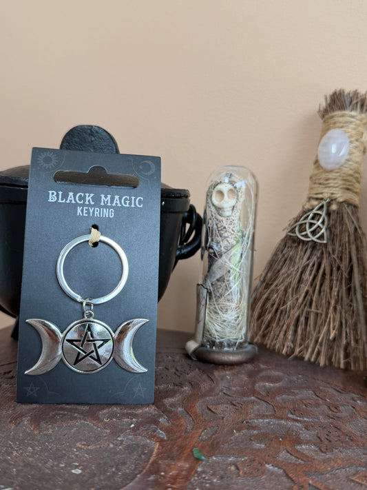 🌙 Porte-clés Triple Lune & Pentacle